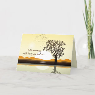 ANNIVERSARY OF DEATH TREE n BIRDS CARD