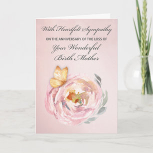 Anniversary of Loss of Birth Mother Butterfly Rose Card