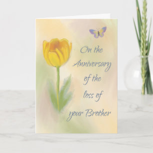 Anniversary of Loss of Brother Watercolor Flower Card