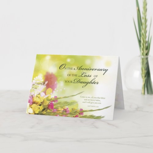 Anniversary of Loss of Daughter Death Flowers Card