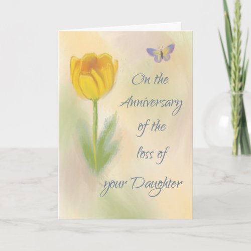 Anniversary of Loss of Daughter Watercolor Flower Card