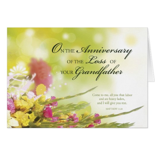 Anniversary of Loss of Grandfather, Death, Flowers Card