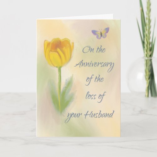 Anniversary of Loss of Husband Watercolor Flower Card