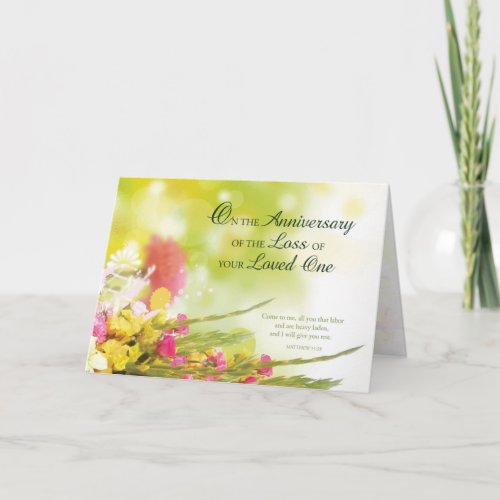 Anniversary of Loss of Loved Ones Death Flowers Card