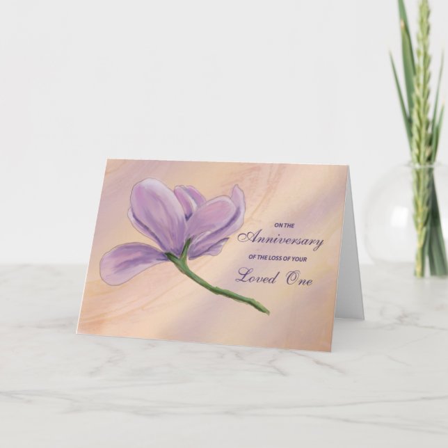 Anniversary of Loss of Loved One Single Flower Card (Front)