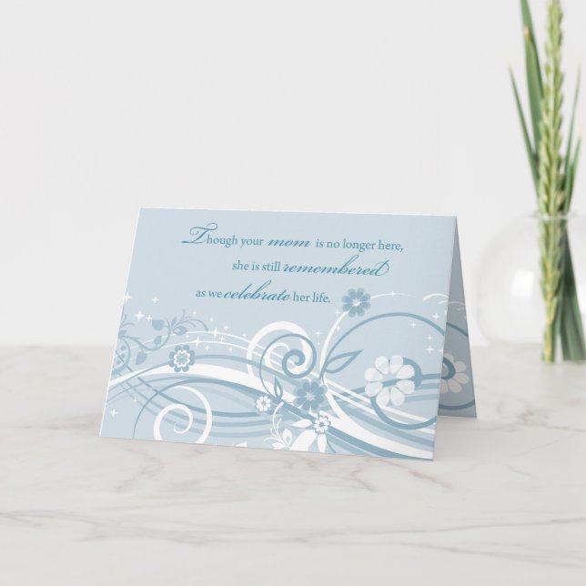 Anniversary of Loss of Mom Blue Swirls Card (Front)