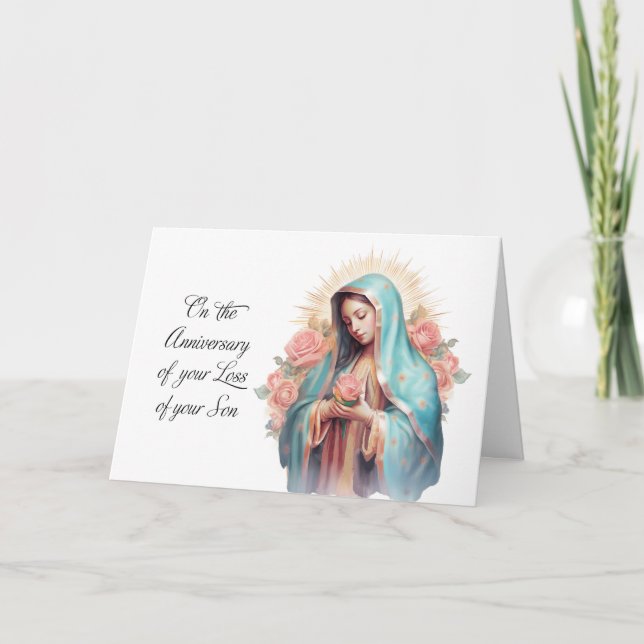 Anniversary of Loss of Son Blessed Virgin Mary Card (Front)