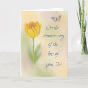 Anniversary of Loss of Son Watercolor Flower Card