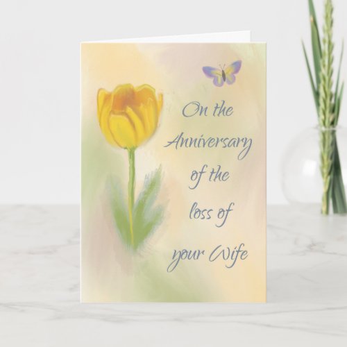 Anniversary of Loss of Wife Watercolor Flower Card