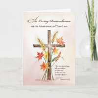 Anniversary of Loss Religious Cross Wheat Autumn