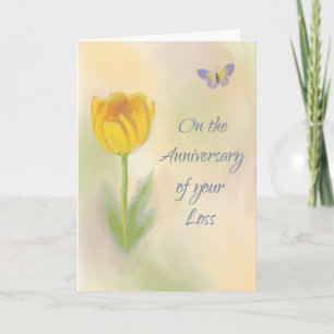 Anniversary of Loss Watercolor Flower w/ Butterfly Card