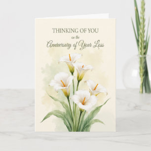 Anniversary of Loss White Calla Lilies Sympathy Card