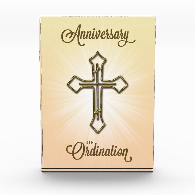 Anniversary of Ordination, Cross on Starburst Acrylic Award (Front)