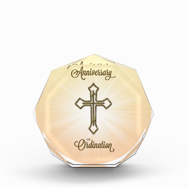 Anniversary of Ordination, Cross on Starburst Acrylic Award (Front)