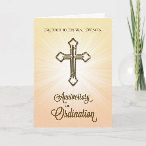 Anniversary of Ordination Cross on Starburst Card