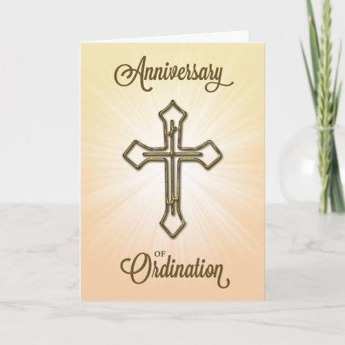 Anniversary of Ordination Cross on Starburst Card