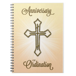 Anniversary of Ordination, Cross on Starburst Notebook