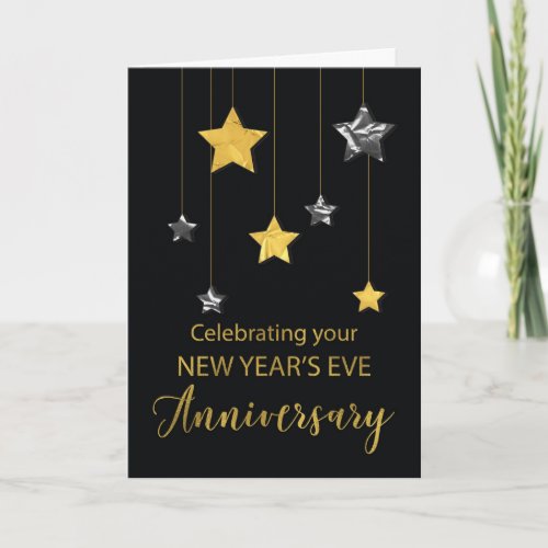 Anniversary on New Years Eve Star Shine Gold Card