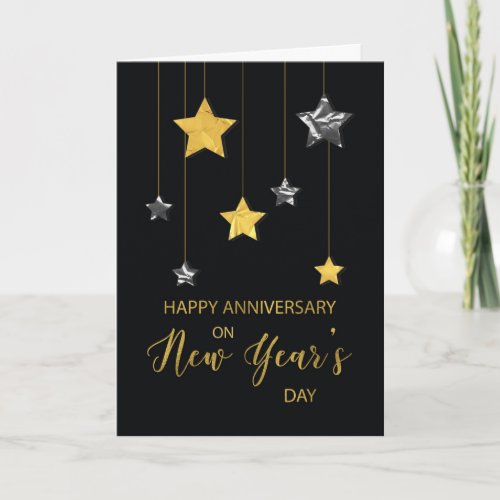Anniversary on New Years Day Gold  Silver Looking Card