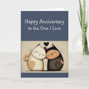 Anniversary One I Love Cuddling Cats Animals Card