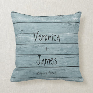 Anniversary or Wedding Pillow with Wood Background