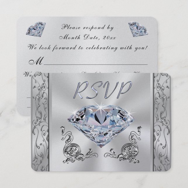 Anniversary or Wedding RSVP Cards with Meal Choice (Front/Back)