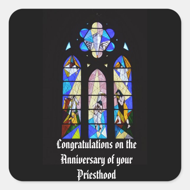 Anniversary Ordination Personalized Pastor Priest Square Sticker (Front)