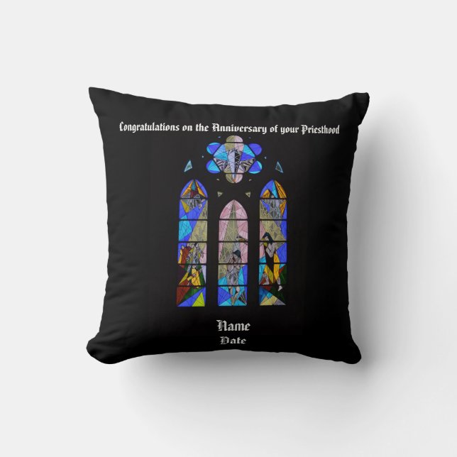 Anniversary Ordination Personalized Pastor Priest Throw Pillow (Front)