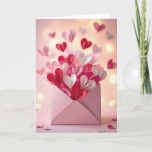 Anniversary Paper Hearts In Envelope Card