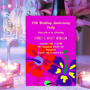 Anniversary Party Bold Hibiscus Design Invitation