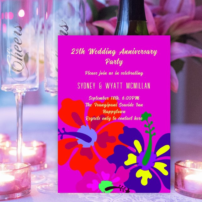Anniversary Party Bold Hibiscus Design Invitation (Creator Uploaded)