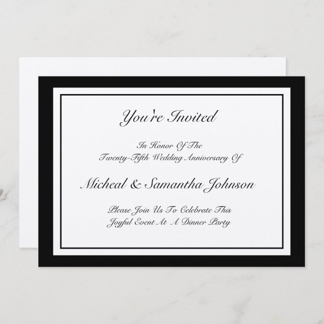 Anniversary Party Classic Invitation Silver (Front/Back)