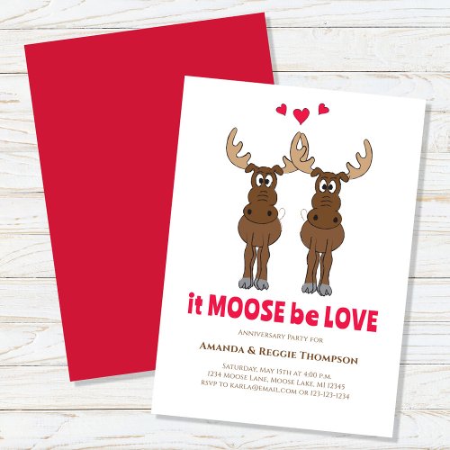 Anniversary Party Cute Whimsical Moose  Invitation