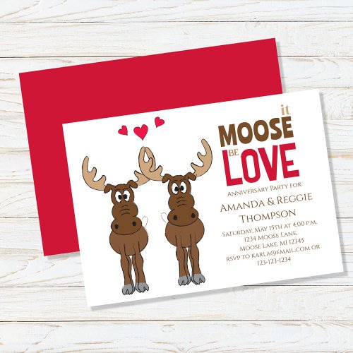 Anniversary Party Cute Whimsical Moose Invitation