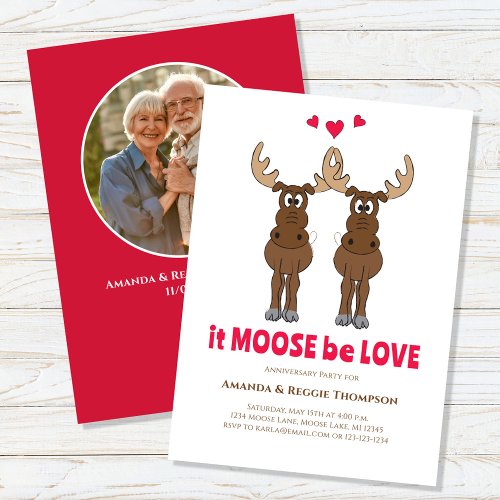 Anniversary Party Cute Whimsical Moose Photo Invitation