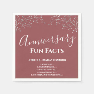 Anniversary Party Floral Fun Facts Napkins