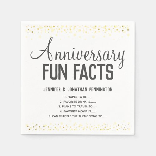Anniversary Party Fun Facts Unisex Confetti Napkin