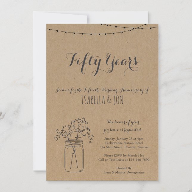 Anniversary Party Invitation | Rustic Kraft Paper (Front)