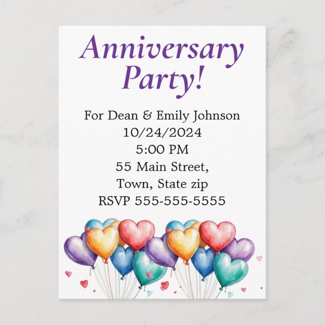 Anniversary party invitations (Front)