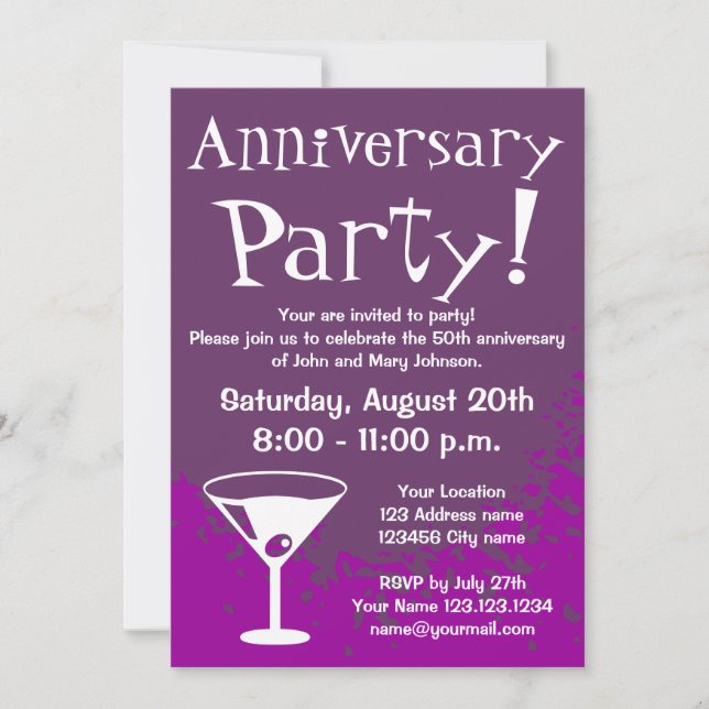 Anniversary party invitations | Custom invites (Front)