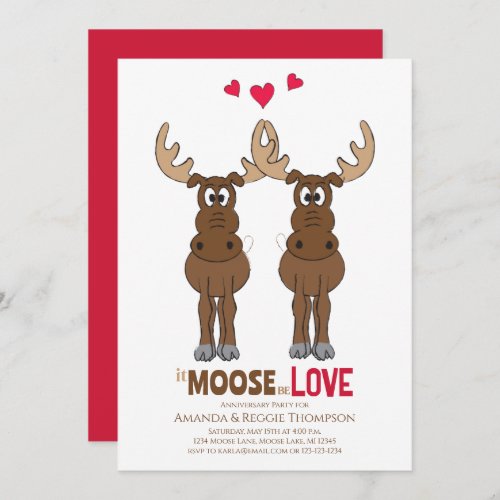 Anniversary Party It Moose be Love Cute Whimsical Invitation