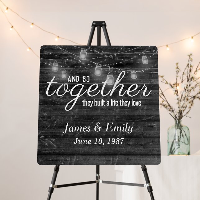 Anniversary Party Light String on Wood Foam Board (In Situ (Stand))