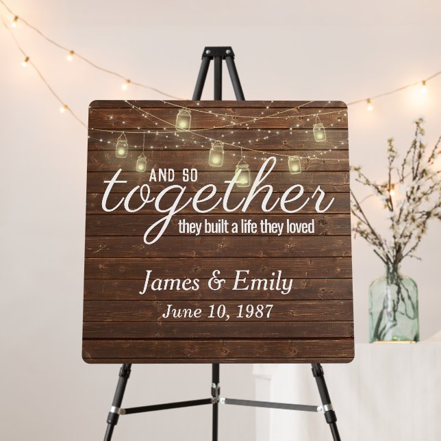 Anniversary Party Light String on Wood Foam Board (In Situ (Stand))