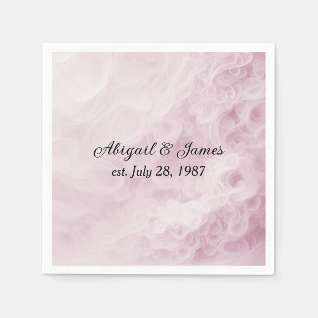 Anniversary Party Pink Swirl Abstract Napkins (Front)