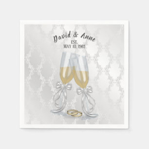 Anniversary Party Toast And Rings Napkins