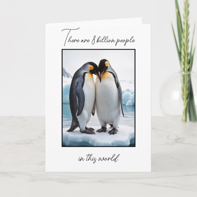 Anniversary Penguin Couple On An Iceberg Card (Front)