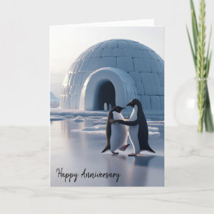 Anniversary Penguins Slow Dancing Card