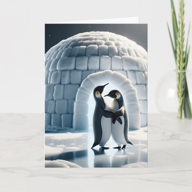 Anniversary Penguins Slow Dancing Card (Front)
