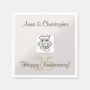 Anniversary Personal Photo and Text Silver Paper Napkins