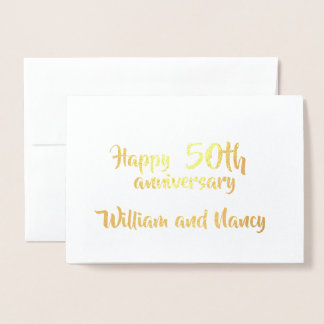 Anniversary Personalized Number Years Wedding Gold Foil Card